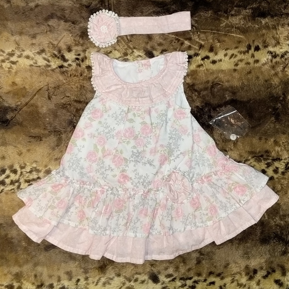 Baby girl summer dress with matching headband